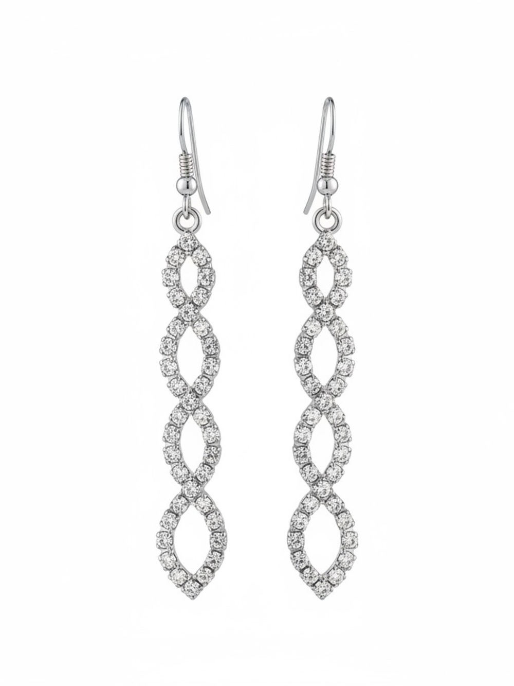 Charter Club Dangle Drop Earrings Rhinestone Infinity Link Chain Silver Tone